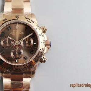 Rolex Daytona Oro Rosa Quadrante Marrone Orologi Replica Bracciale Acciaio Orologio Clone 1:1