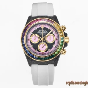 Rolex Daytona Arcobaleno Orologi Replica Cinturino Gomma Donna Movimento Automatico Orologio Clone 1:1
