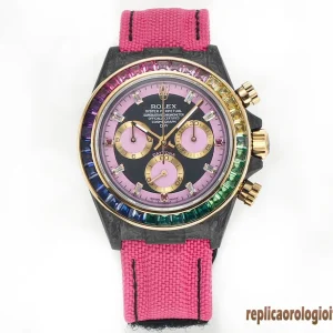 Rolex Daytona Rainbow Quadrante Nero Orologi Replica Cinturino in Tessuto Donna Movimento Automatico Orologio Clone 1:1