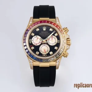 Rolex Daytona Arcobaleno Orologi Replica Cinturino in Gomma Uomo Movimento Automatico Orologio Clone 1:1