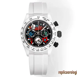 Rolex Daytona Quadrante Scheletro Colorato Orologi Replica Cinturino in Gomma Uomo Movimento Automatico Orologio Clone 1:1