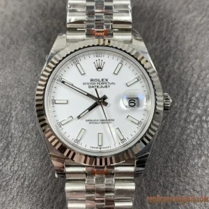 Rolex Datejust Quadrante Bianco Orologi Replica Bracciale Acciaio Uomo Movimento Automatico Orologio Clone 1:1