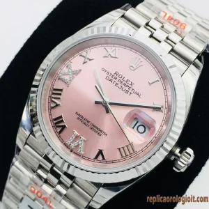 Rolex Datejust Quadrante Rosa Orologi Replica Bracciale in Acciaio Uomo Movimento Automatico Orologio Clone 1:1