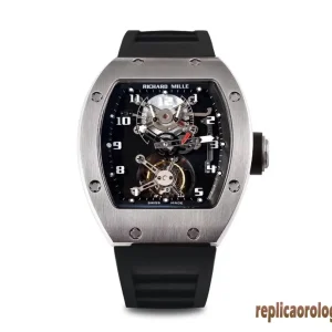 Richard Mille RM001 Nero Orologi Replica Cinturino in Gomma Uomo Movimento Automatico Orologio Clone 1:1