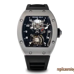 Richard Mille RM001 Nero Orologi Replica Cinturino in Gomma Uomo Movimento Automatico Orologio Clone 1:1