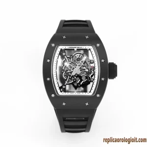 Richard Mille RM 011 Black Dial Replica Watches Rubber Strap Men Automatic Swiss Clone 1:1
