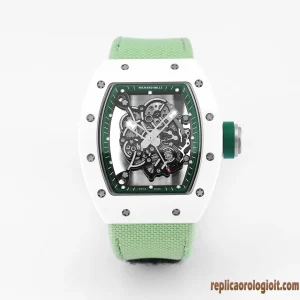 Richard Mille RM 011 White Dial Replica Watches Green Fabric Strap Men Automatic Swiss Movement Clone 1:1