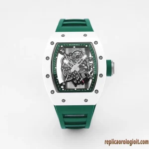 Richard Mille RM 011 White Dial Green Rubber Strap Replica Watches Swiss Automatic Clone 1:1