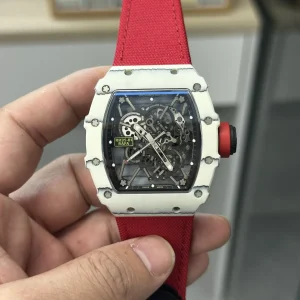 Richard Mille RM 035 White Skeleton Red Strap Replica Watches Swiss Automatic Clone 1:1
