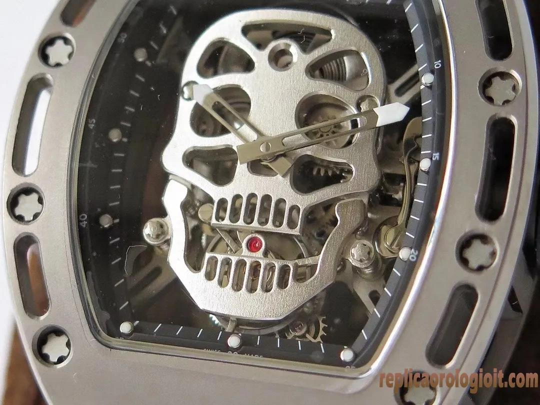 Richard Mille RM 052 Black Skull Watches Replica Rubber Men Automatic Swiss Clone 1:1 - immagine 4