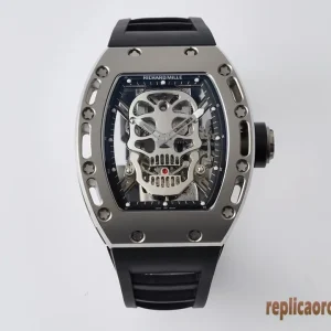Richard Mille RM052 Blue Skull Replica Watches Rubber Men Automatic Swiss Clone 1:1