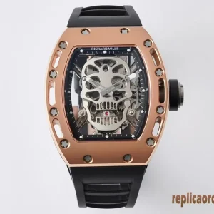Richard Mille RM052 Skull Dial Black Rubber Strap Men Automatic Swiss Movement Clone 1:1