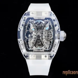 Richard Mille RM 053-02 White Skeleton Watches Replica Rubber Men Automatic Swiss Clone 1:1