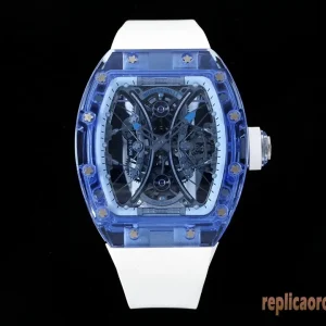Richard Mille RM 053-02 Blue Sapphire Watches Replica Rubber Men Automatic Swiss Clone 1:1