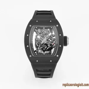 Richard Mille RM 055 Black Skeleton Replica Watches Rubber Men Automatic Swiss Clone 1:1
