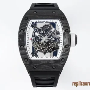 Richard Mille RM055 Black Carbon Replica Orologi Bracciale in Gomma Uomo Movimento Automatico Orologio Clone 1:1
