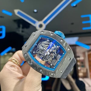 Richard Mille RM 055 Blue Dial Replica Watches Bracciale in metallo Uomo Movimento automatico svizzero Orologio Clone 1:1