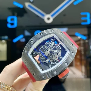 Richard Mille RM 055 Blu Scheletrato Orologi Replica Cinturino in Gomma Uomo Movimento Automatico Svizzero Orologio Clone 1:1