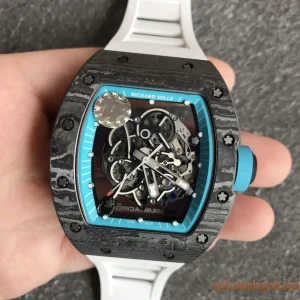 Richard Mille RM055 Blu e Nero Orologi Replica Cinturino in Gomma Uomo Movimento Automatico Orologio Clone 1:1