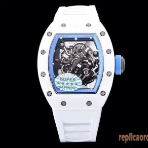 Richard Mille RM055 White Dial Rubber Strap Men Automatic Swiss Movement Clone 1:1