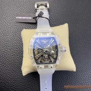 Richard Mille RM12-01 Blue Dial Replica Watches Rubber Strap Men Automatic Movement Clone 1:1