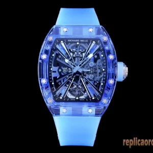 Richard Mille RM12-01 Blue Sapphire Orologi Replica Bracciale in Gomma Uomo Movimento Automatico Orologio Clone 1:1