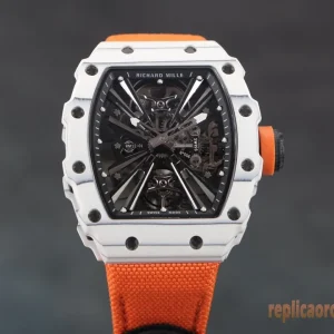 Richard Mille RM12-01 Nero Lunetta Bianca Orologi Replica Cinturino in Gomma Uomo Movimento Automatico Svizzero Orologio Clone 1:1