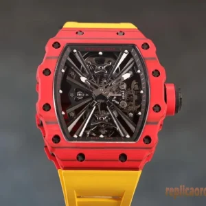 Richard Mille RM12-01 Rosso Giallo Orologi Replica Cinturino in Gomma Uomo Movimento Automatico Svizzero Orologio Clone 1:1