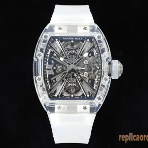 Richard Mille RM12-01 Transparent Lunetta Orologi Replica Cinturino in Gomma Uomo Movimento Automatico Orologio Clone 1:1