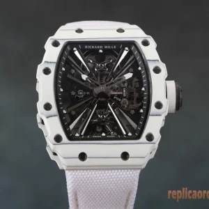 Richard Mille RM12-01 White Skeleton Replica Orologi Bracciale in Gomma Uomo Movimento Automatico Orologio Clone 1:1