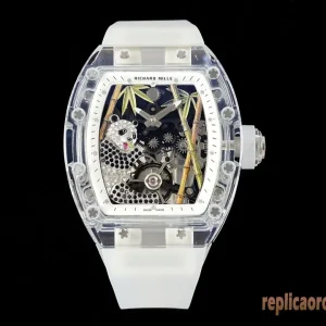 Richard Mille RM26-01 Panda Lunetta Bianca Orologi Replica Bracciale in Metallo Uomo Movimento Automatico Orologio Clone 1:1