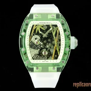 Richard Mille RM26-01 Panda Lunetta Verde Orologi Replica Bracciale in Metallo Uomo Movimento Automatico Svizzero Orologio Clone 1:1