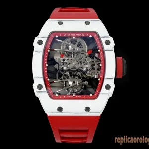 Richard Mille RM 27-02 Red Accent Replica Watches Rubber Strap Men Automatic Swiss Clone 1:1