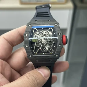 Richard Mille RM35-01 Black Carbon Orologi Replica Cinturino in Gomma Uomo Movimento Automatico Orologio Clone 1:1