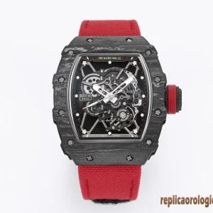 Richard Mille RM 35-01 Black Carbon Red Strap Replica Watches Men Automatic Swiss Clone 1:1