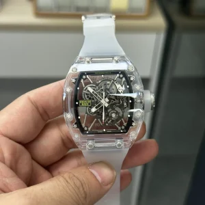 Richard Mille RM35-01 White Skeleton Rubber Strap Men Automatic Swiss Clone 1:1 Watch