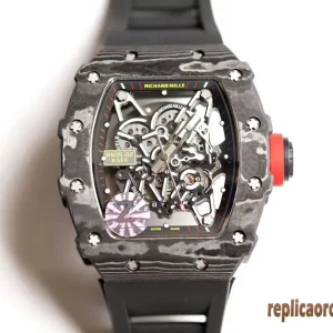 Richard Mille RM35-02 Nero Orologi Replica Cinturino in Gomma Uomo Movimento Automatico Orologio Clone 1:1