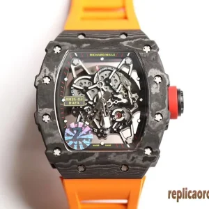 Richard Mille RM35-02 Orange Rubber Replica Watches Men Automatic Swiss Clone 1:1