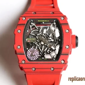 Richard Mille RM35-02 Red Carbon Replica Orologi Bracciale Gomma Uomo Movimento Automatico Orologio Clone 1:1