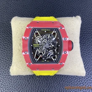 Richard Mille RM35-02 Red Skeleton Replica Orologi Bracciale in Gomma Uomo Movimento Automatico Orologio Clone 1:1