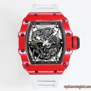 Richard Mille RM35-02 Red Skeleton Replica Orologi Bracciale in Gomma Uomo Movimento Automatico Orologio Clone 1:1