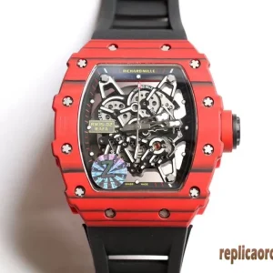 Richard Mille RM35-02 Rosso Orologi Replica Cinturino in Gomma Uomo Movimento Automatico Orologio Clone 1:1