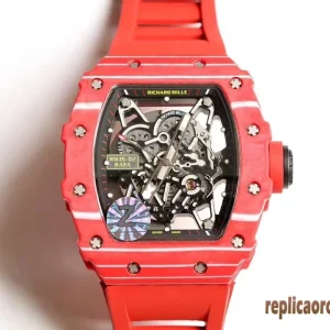 Richard Mille RM35-02 Red Skeleton Replica Watches Rubber Men Automatic Swiss Clone 1:1