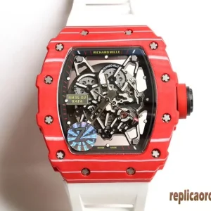 Richard Mille RM35-02 Red Skeleton Replica Watches Rubber Men Automatic Swiss Clone 1:1