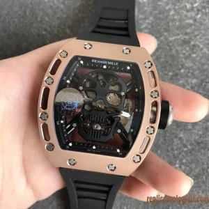 Richard Mille RM 52-01 Tonna Oro Rosa Orologi Replica Cinturino in Gomma Uomo Movimento Automatico Orologio Clone 1:1