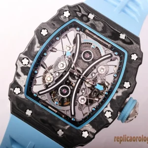 Richard Mille RM53-01 Blue Carbon Replica Watches Rubber Strap Men Automatic Movement Clone 1:1