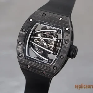 Richard Mille RM59-01 Black Skeleton Replica Watches Rubber Men Automatic Swiss Movement Clone 1:1