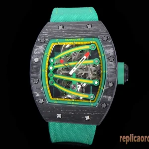 Richard Mille RM59-01 Verde e Nero Orologi Replica Cinturino in Gomma Uomo Movimento Automatico Svizzero Orologio Clone 1:1