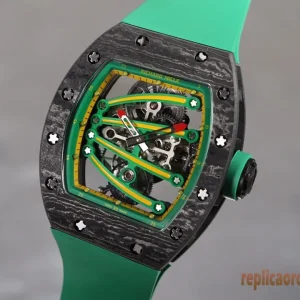 Richard Mille RM59-01 Green Dial Replica Watches Rubber Strap Men Automatic Movement Clone 1:1