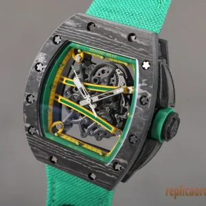 Richard Mille RM 61-01 Verde Orologi Replica Cinturino in Gomma Uomo Movimento Automatico Orologio Clone 1:1